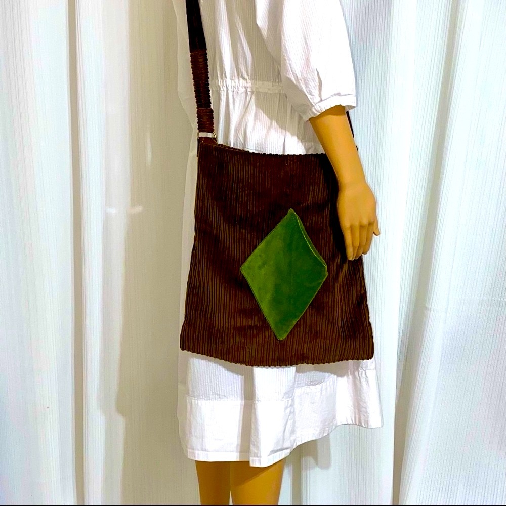 Handmade Corduroy Velvet & Cotton 60’s 70’s Inspired Bag Adjustable Crossbody